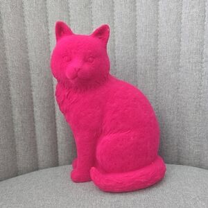 Michael's  Ashland Pink Flocked Cat Figurine, Pink Halloween, NWT